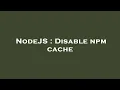NodeJS Disable npm cache