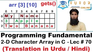 2-Dimensional Character Array String in C C Language LECTURE - 70