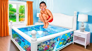 ادم واياد حولو سرير ماما لحوض سمك 😱 وعملوا مقلب ف مريم وكينج مصر 😱 رد فعل بابا !!😱