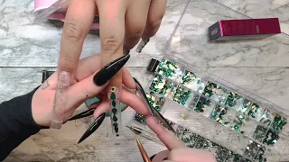 Emerald Green Blinged out Nails
