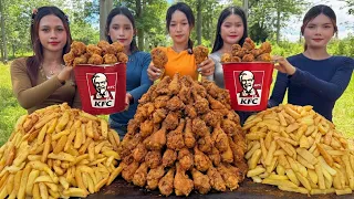 Amazing cooking deep fried chicken and potatoes recipe | Amazing video
