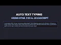 Auto Typing Text Effect Using HTML CSS JavaScript Text Typing Animation