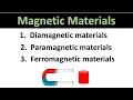 Diamagnetic Paramagnetic Ferromagnetic material What is magnetic material