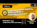 Variables and Rules for naming a variable in java ICSE IX-X Computer Applications