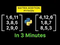 Matrix Addition In Python Matrix Addition Python Data Science Galaxy