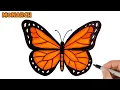 How to Draw Butterfly Easy Monarch butterfly drawing and coloring Art Tutorial