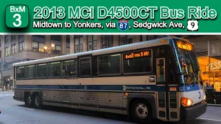 MTA BxM3 Bus Ride 2013 MCI D4500CT 2300 from Midtown to Yonkers via I - Deegan Expwy