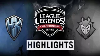 H2K vs. G2 - EU LCS Week 3 Day 2 Match Highlights (Spring 2018)