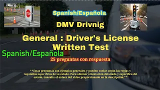 Spanish DMV Written Test permit test 25 Questions with Answer 2025 Espanol Quick Guide