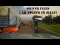 Lady flees from Traffic Stop - Slams into box truck splitting car in half Arkansas State Police