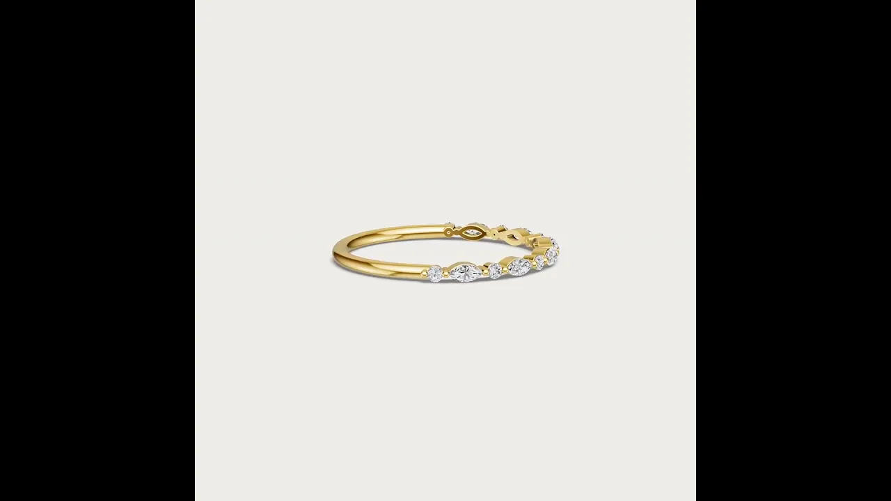Alternating Marquise & Round Lab Diamond Half Eternity Wedding Band