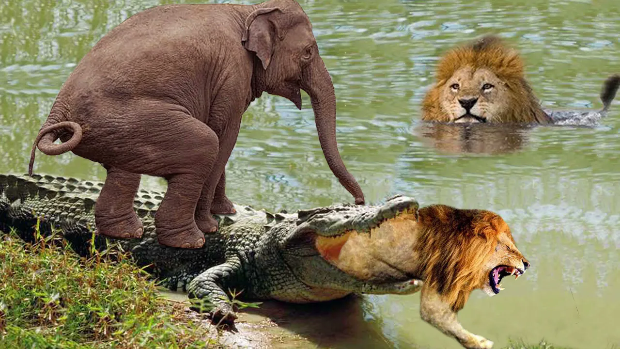 Elephant of The God! Mother Elephant Save Her Baby From Crocodile – Lion Escape Crocodile Ambush