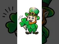 St Patrick s Day Digital Coloring Cute Leprechaun with a Shamrock for Kids