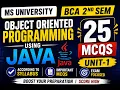 Object Oriented Programming using JAVA 25 MCQs OOPs Java BJ Scholars