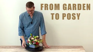 End of Summer Garden Posy Design Using Renewal Foam from Oasis