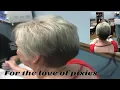 Sliver grey highlights And a Pixie Cut