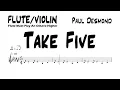 Take Five Flute Violin Sheet Music Backing Track Play Along Partitura