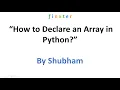 How to declare an array in Python
