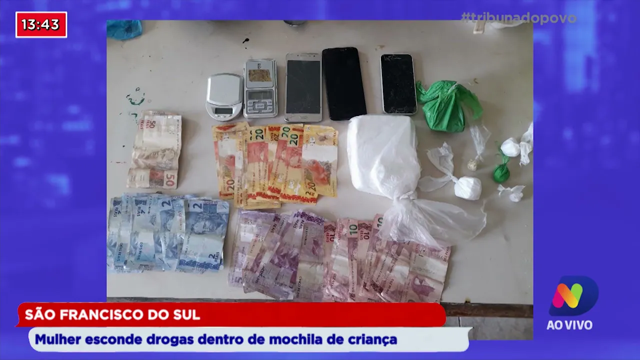 São Francisco do Sul: Mulher esconde drogas dentro de mochila de criança