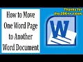 How to Move One Word Page to Another Word Document
