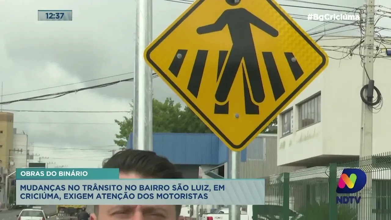 Motoristas devem ficar atentos ao trânsito do bairro São Luiz devido às obras do Binário em Criciúma