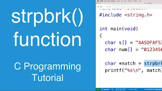 strpbrk function C Programming Tutorial