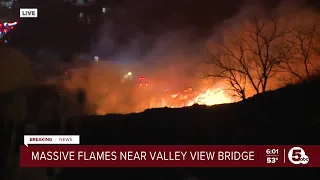 Massive fire breaks out near Valley View Bridge
