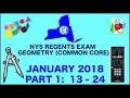 NYS Geometry Common Core January 2018 Regents Exam Part 1 s 13-24 ANSWERS