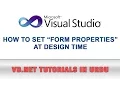 VB NET Tutorial In Urdu - How to Set Form Properties at Design time
