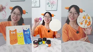 Ý tưởng vẽ tranh sáng tạo từ những dụng cụ quen thuộc. Cùng Leecie thử sức nhé 😮🎉 #leeciehayhoi