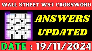 Wall Street WSJ Crossword Clue Answers for Nov 19 2024 Solved
