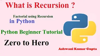 Python beginners tutorial in Hindi Urdu What is Recursion with factorial of a number in Python