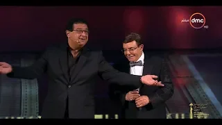 مهرجان القاهرة السينمائي ماجد الكدواني يقلد سمير صبري وهو يغني سكر حلوة الدنيا سكر بشكل كوميدي 