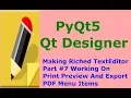 PyQt5 And Qt Designer Making TextEditor Print Export PDF Menu Items Part 7