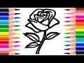 How to Draw Rose Flower Coloring Pages for Kids - Learning Colors and Coloring Pages