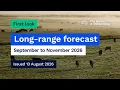 Climate and water long-range forecast issued 13 August 2026