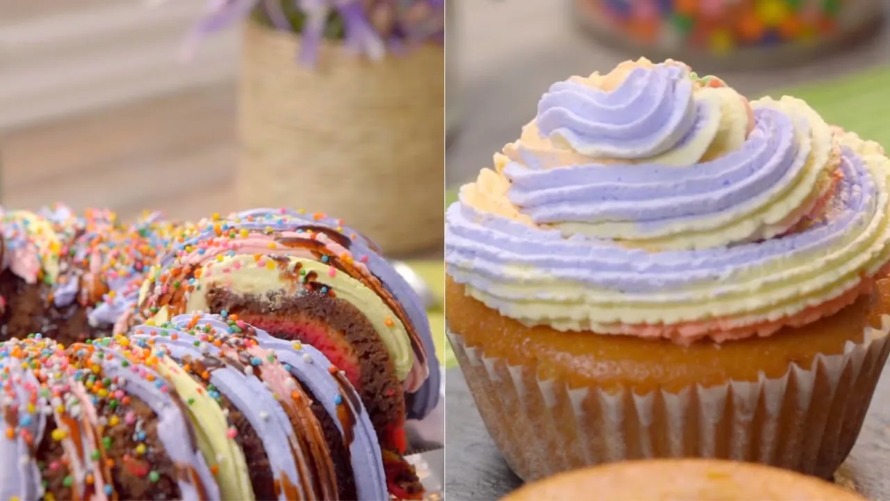 RECEITAS COLORIDAS: BOLO ARCO ÍRIS DE CHOCOLATE, SORVETE E CUPCAKE COLORIDO I SOBREMESAS I VIX