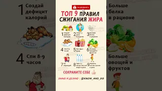 ТОП 9 правил сжигания жира А Вы соблюдаете их знаюиделаю похудение спорт диета 
