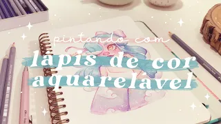 Pintando com lápis de cor aquarelável!