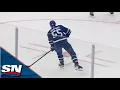 Mark Giordano Scores First As Leaf After Shot Careens Off Two Jets Players And In Past Eric Comrie