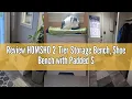 Review HOMSHO 2-Tier Storage Bench Shoe Bench with Padded Seat Cushion Entryway Bench with 2 Barn