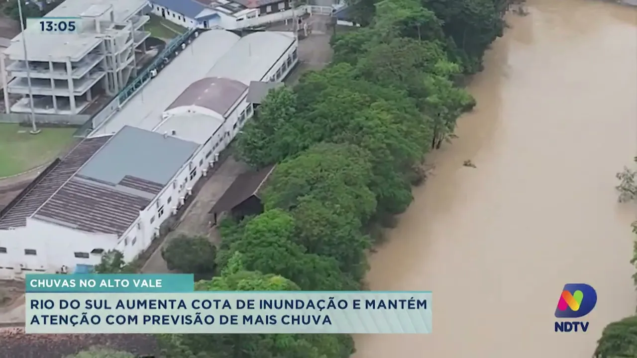Rio do Sul aumenta cota de inundação e atenção com previsão de mais chuva