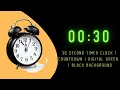 30 Second Timer Clock countdown digital green black background