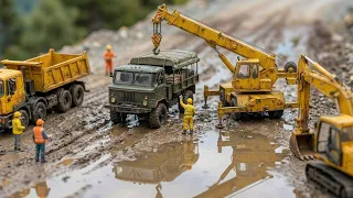 The Impossible Road: Epic Miniature Construction Journey Through Storms and Landslides