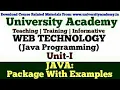 WT26 Web Technology Java Programming Package in java Creation Import in program Example in hindi