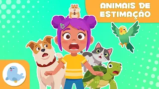 Vocabulário sobre ANIMAIS DE ESTIMAÇÃO para crianças 🐶🐱🐠 Cachorro, gato, tartaruga, hamster, pássaro