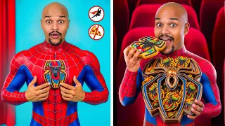 Apenas Verdadeiros Super-Herois Permitidos ! Desafio Spider-Man Entrando Escondido no Cinema !