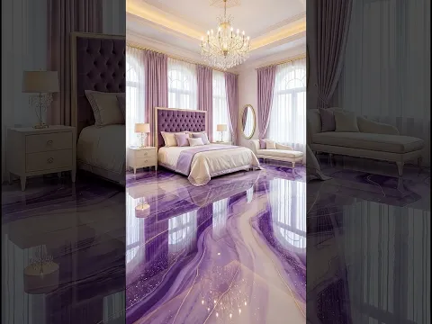 Elegant Princess Style Purple & Gold Metallic Bedroom #epoxy #epoxyfloors