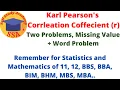 Karl Pearson s Correlation Coefficient Word Problem Missing Value