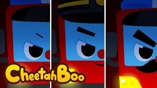 🔥 Dino Town Is on Fire?! Fire Trucks to the Rescue! 🚒 | Rescue Team | Vehicles songs | #Cheetahboo